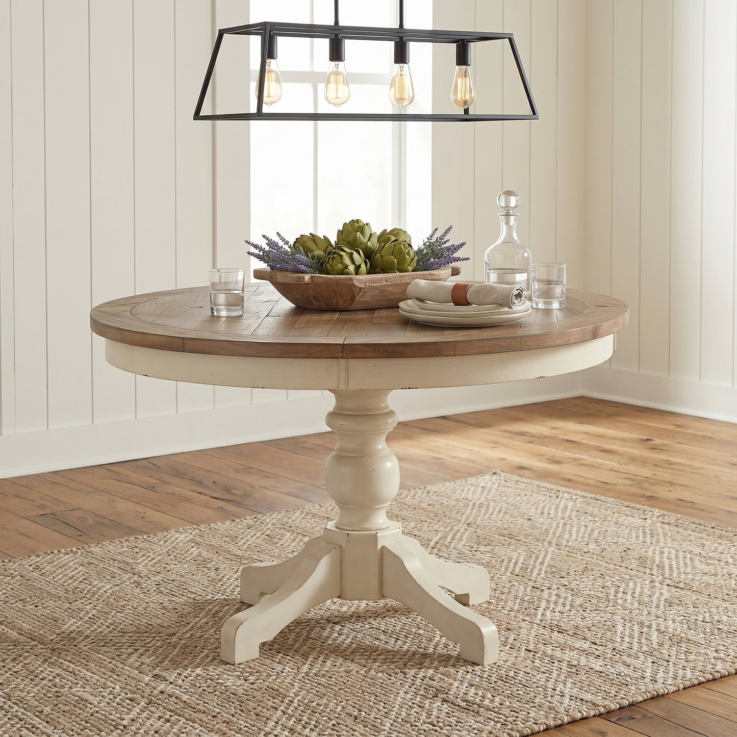 Two-Tone Round Dining Table