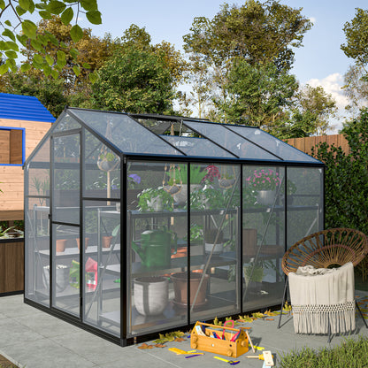 Outdoor Greenhouse 6x8ft Black Aluminum