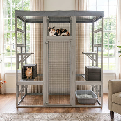 Outdoor Cat Enclosure 62.6in Waterproof