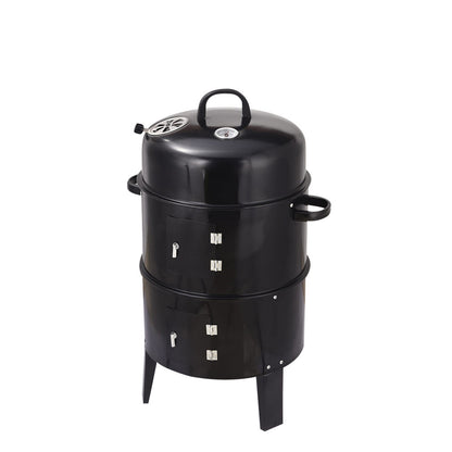 Charcoal Grill Smoker Black Steel