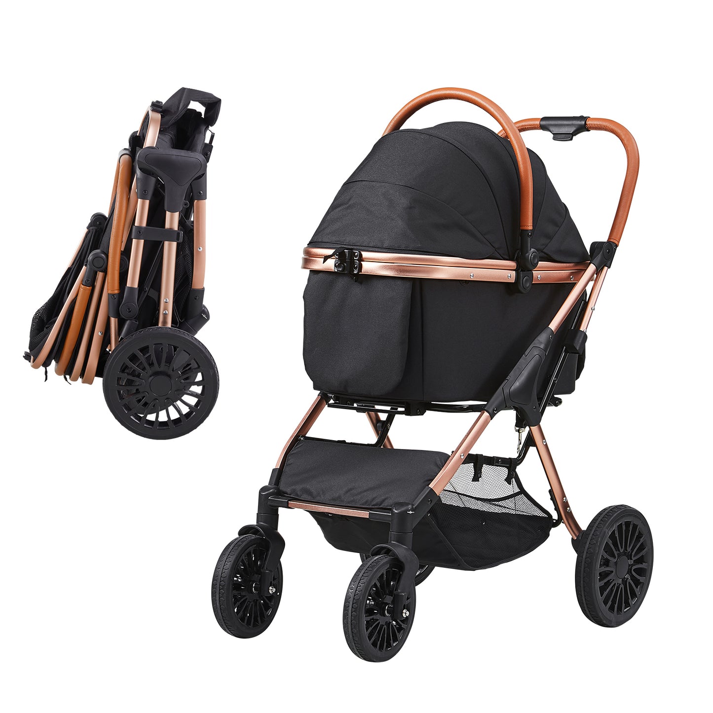 Foldable Pet Stroller 66lbs Black