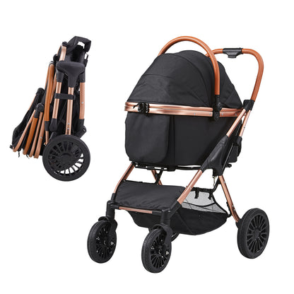 Foldable Pet Stroller 66lbs Black