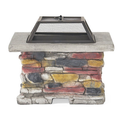 Wood-Burning Fire Pit 28in Gray