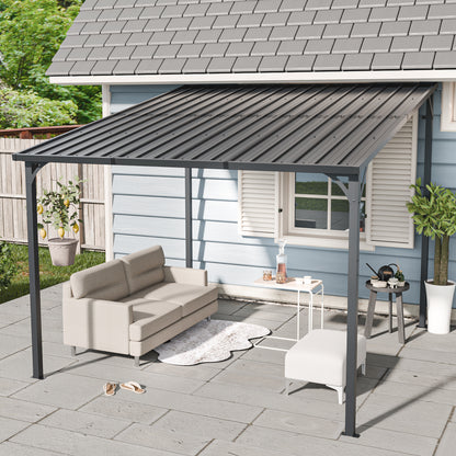 Wall-Mounted Pergola 10x10ft Galvanized-Steel