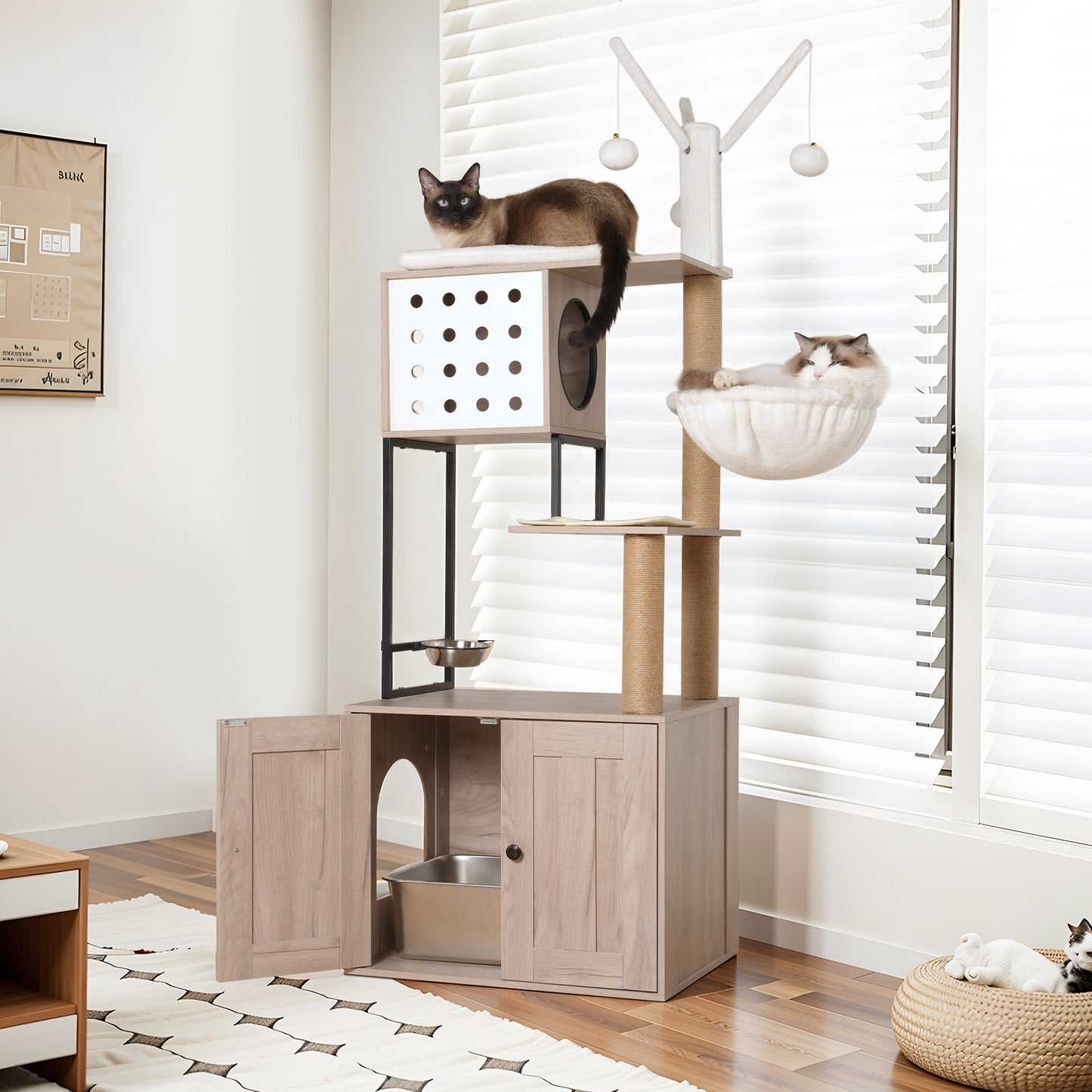 Cat Tree Litter Enclosure Gray