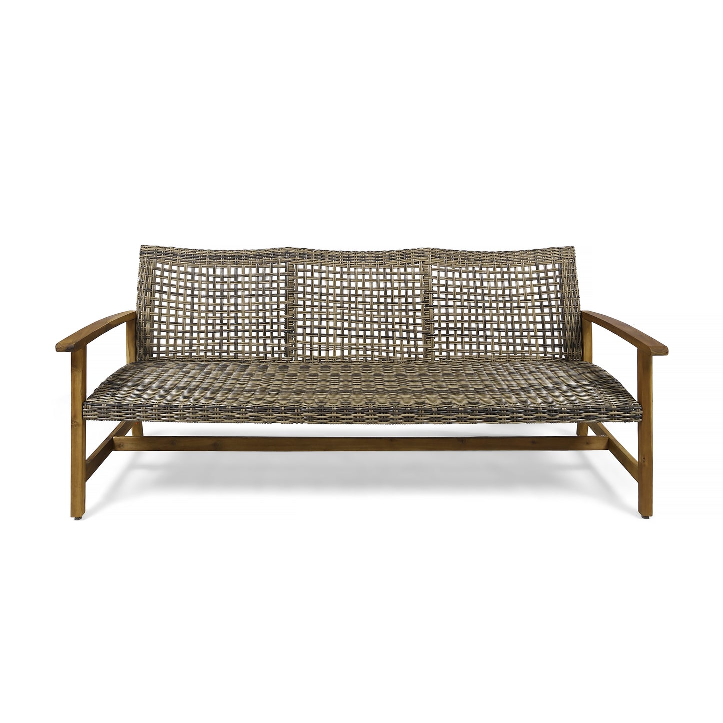 Upholstered Sofa 3-Seater Grey Rattan