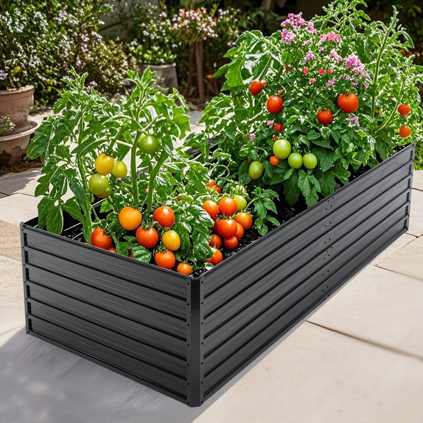 Raised Garden Bed 7.2x3.6x2ft Black