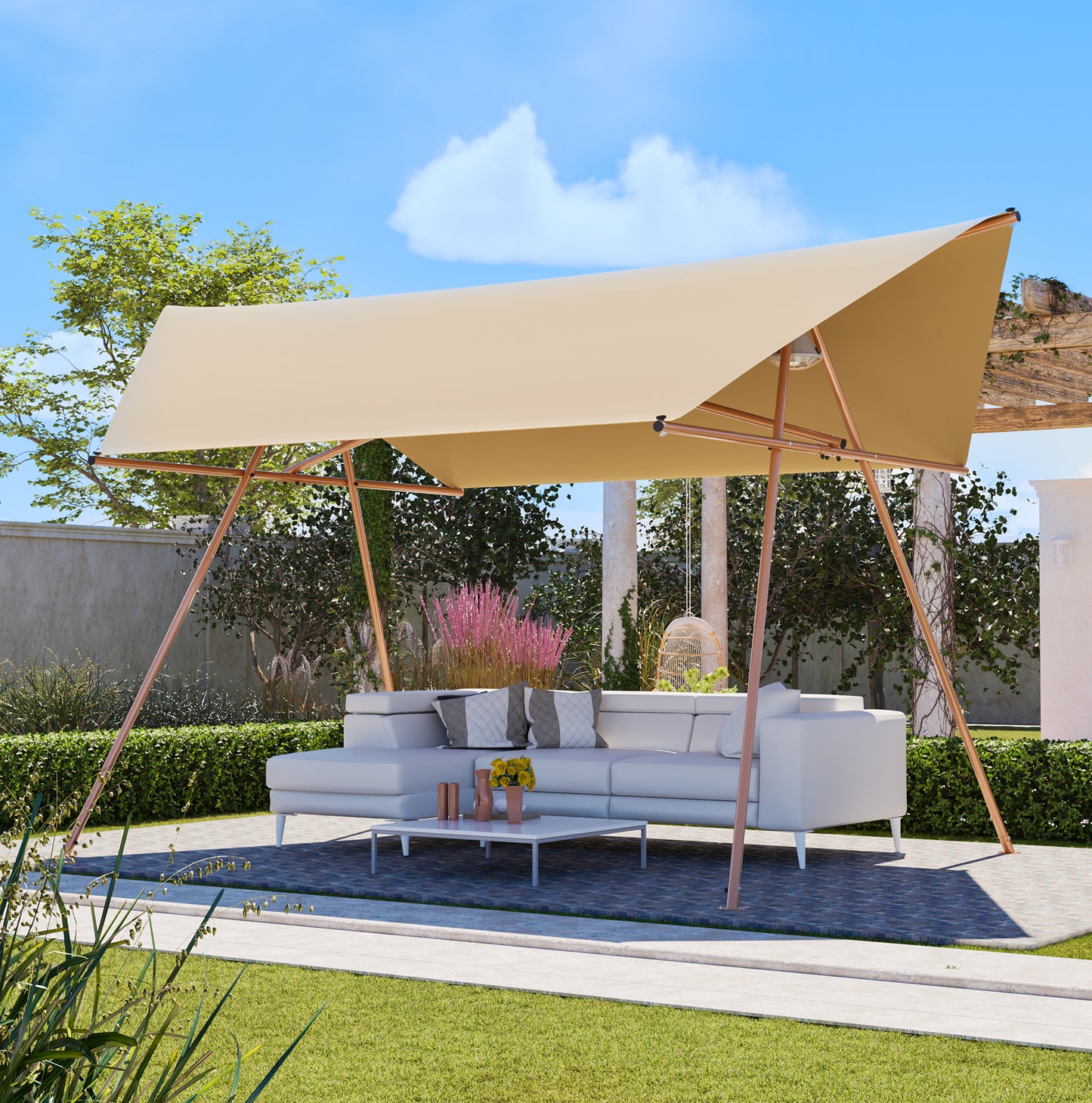 Shade Sail Canopy 206x118in Light-Khaki
