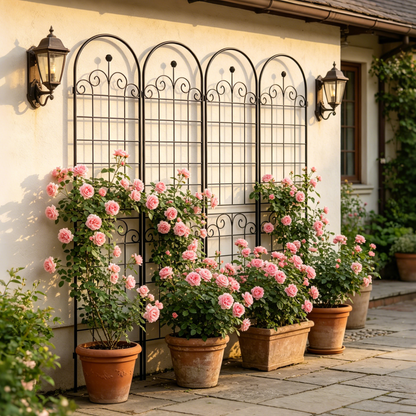 Garden Trellis 86.7x19.7in 4-Pack Black