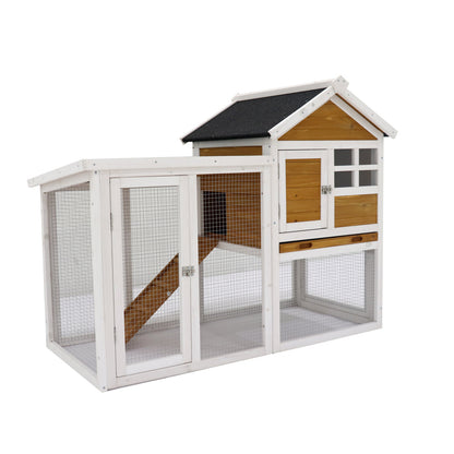 Outdoor Chicken Coop Yellow Solid-Wood