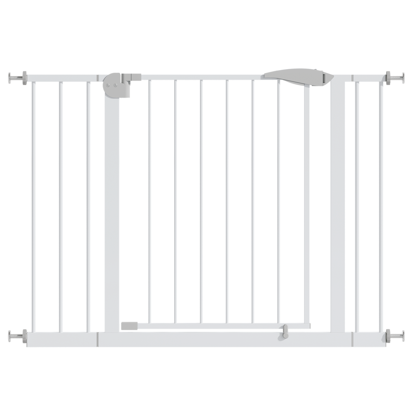 White Pressure-Mounted Baby Gate for Stairs, 29.5-44.1' Wide, Steel and ABS Construction, Easy Walk-Through Design for Kids and Pets