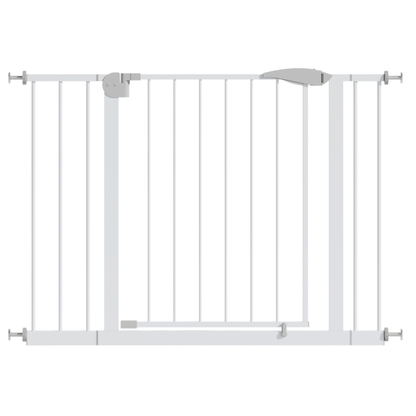 White Pressure-Mounted Baby Gate for Stairs, 29.5-44.1' Wide, Steel and ABS Construction, Easy Walk-Through Design for Kids and Pets