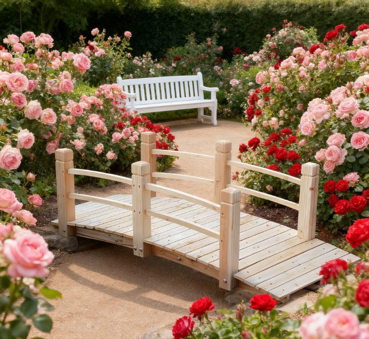 Wooden Garden Bridge Arc