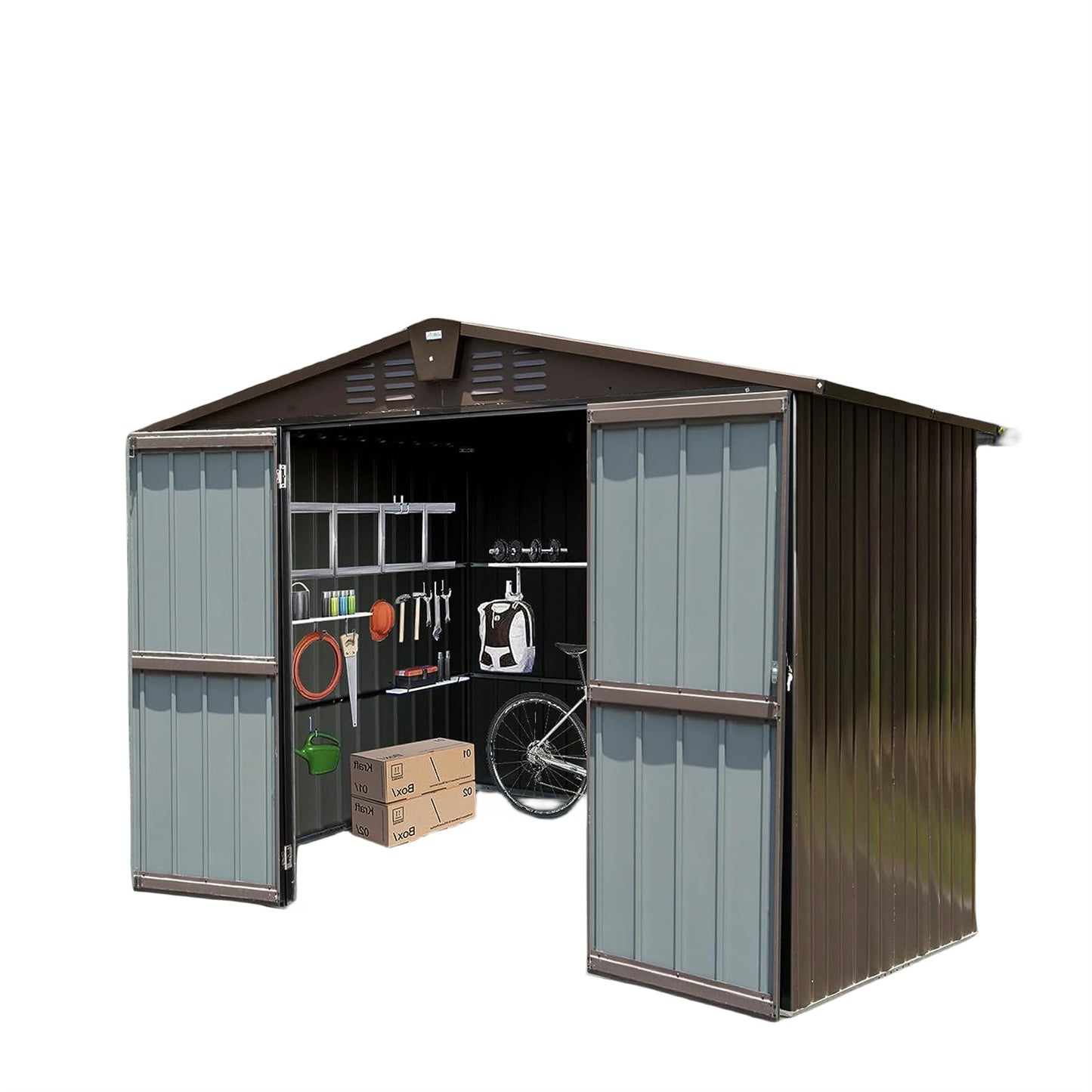 Outdoor Storage Shed 10x8ft Brown