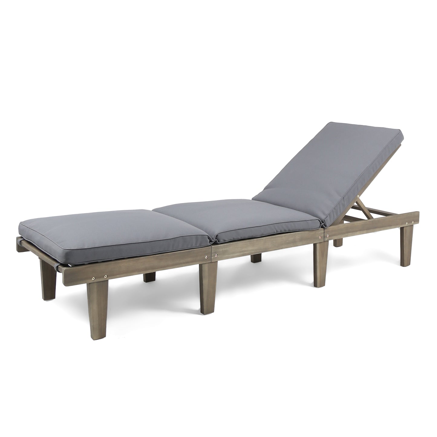 Wooden Chaise Lounge 78.75in Grey