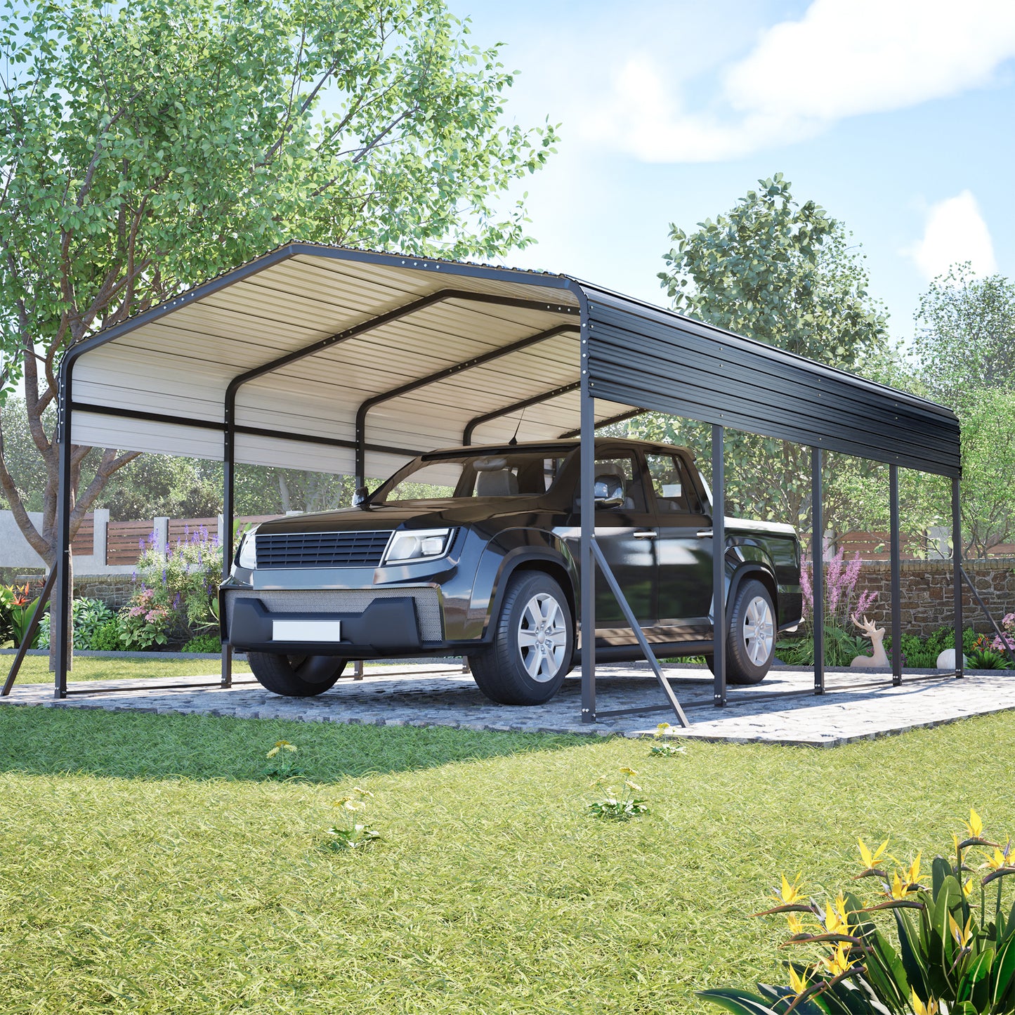 Metal Carport 13x20ft Heavy-Duty Galvanized-Steel