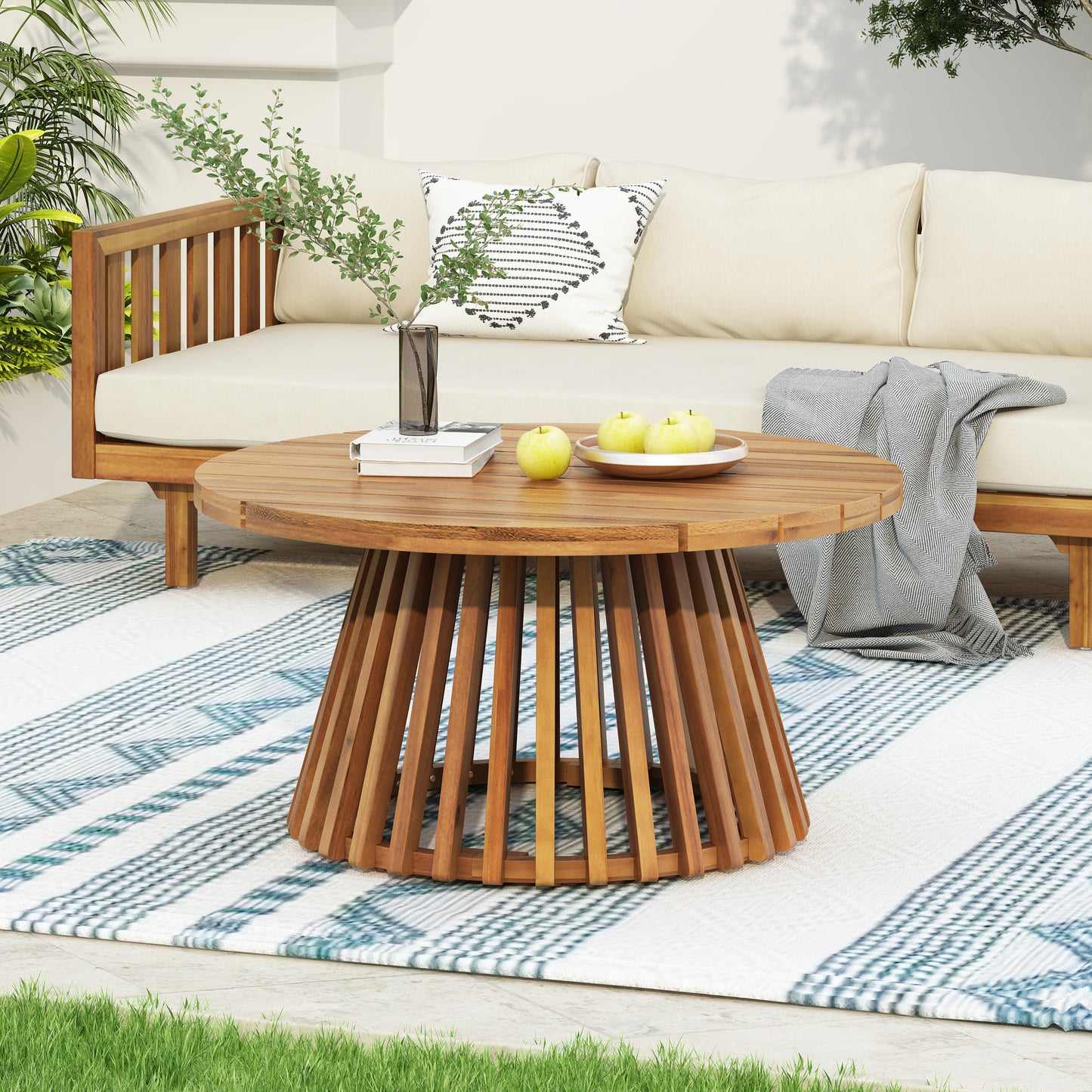 Outdoor Coffee Table Round Acacia-Wood