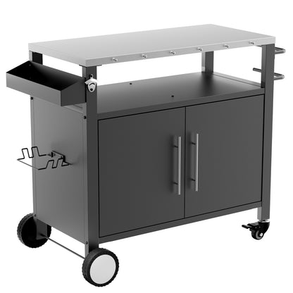 Outdoor Grill Cart 37.90x18.10x35.60in Black