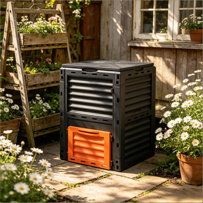 Garden Compost Bin Black/Orange Polypropylene