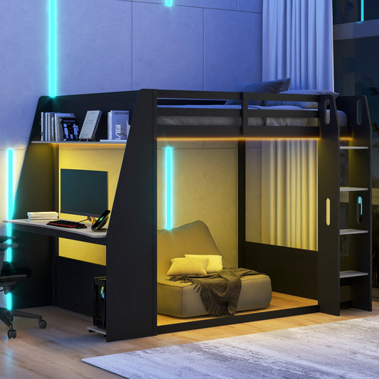 Gaming Bunk Bed with Desk