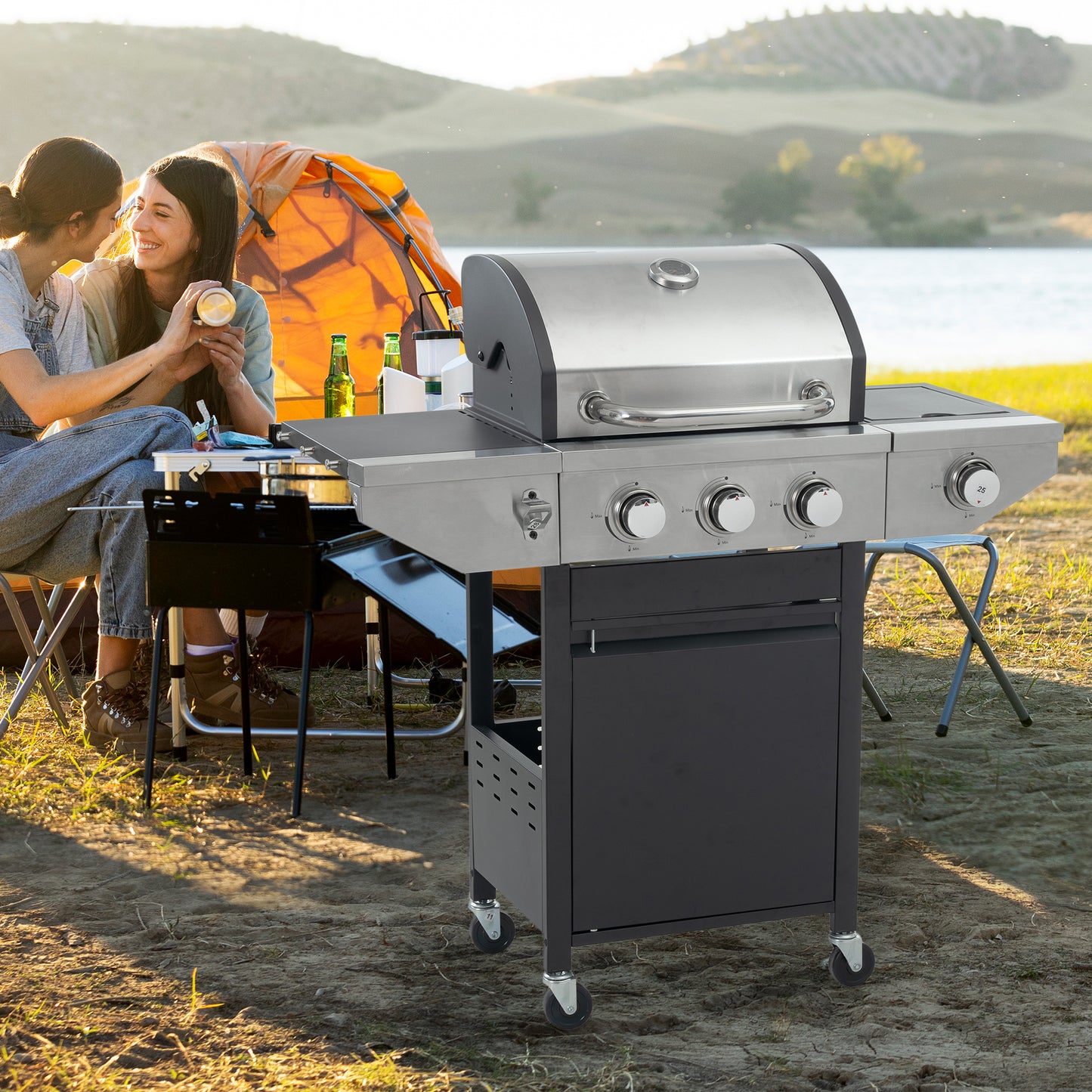 Propane Gas Grill 3-Burner Silver