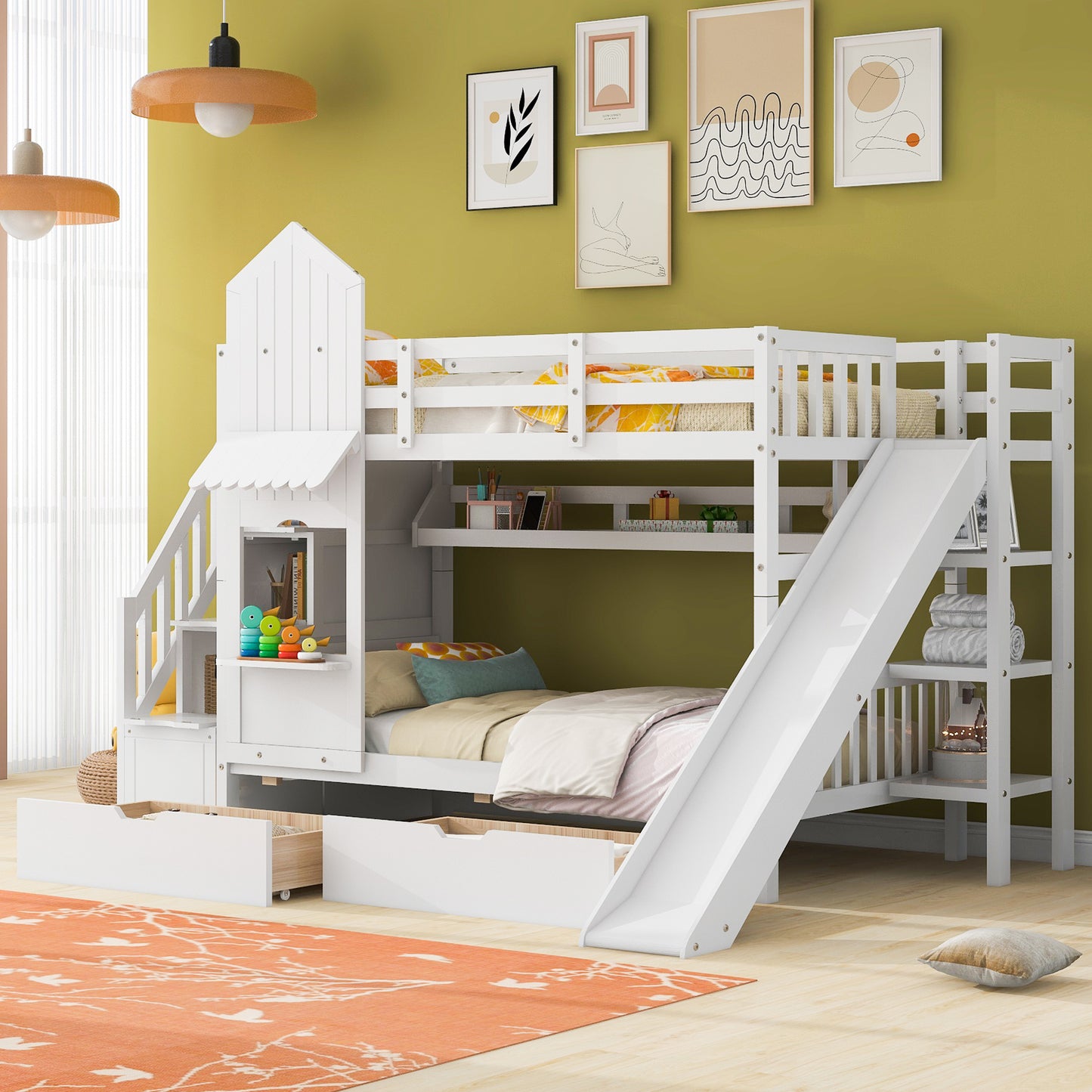 Castle Bunk Bed with Slide