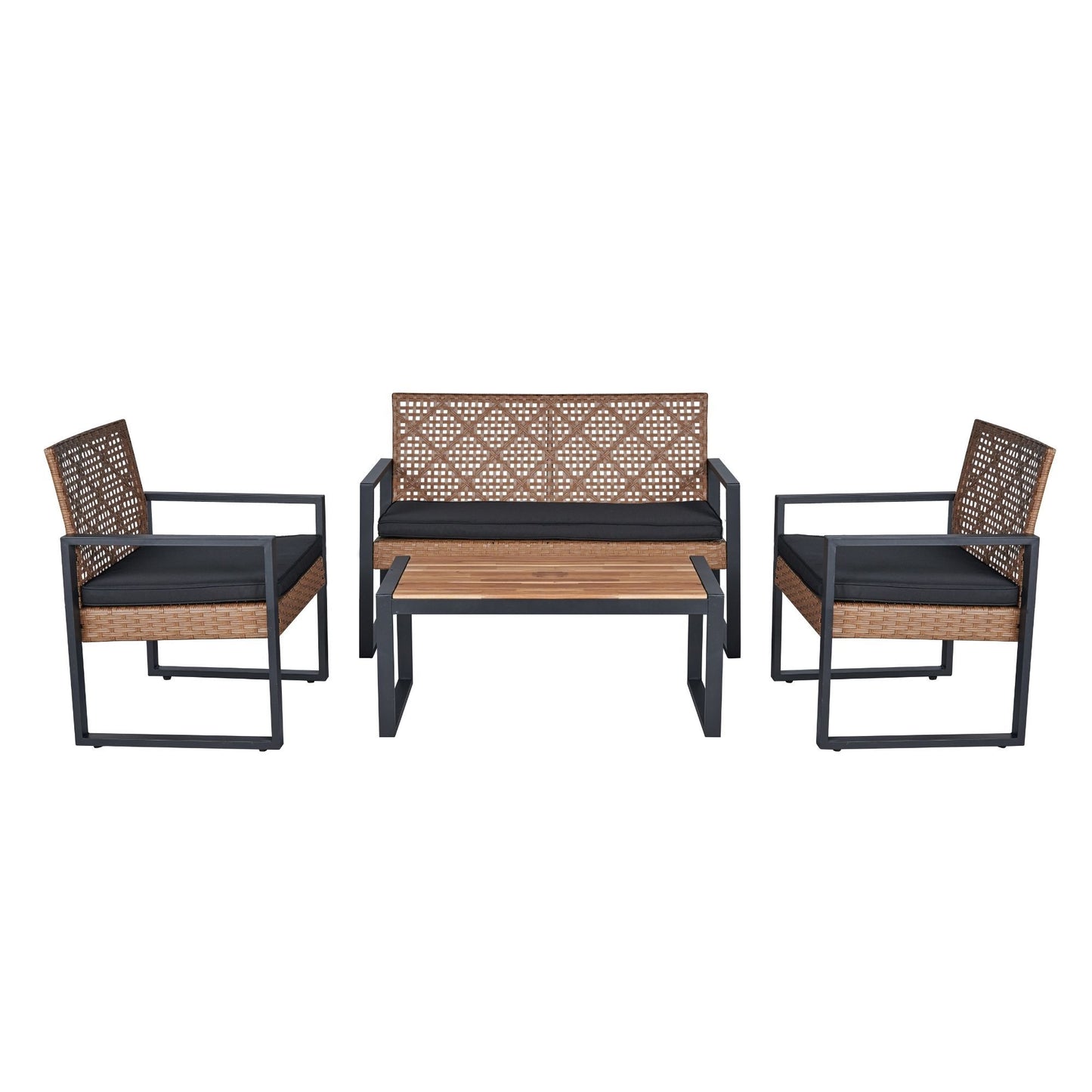 Patio Furniture Set Black 4-Piece