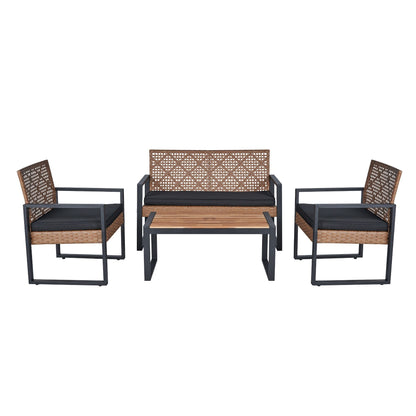 Patio Furniture Set Black 4-Piece