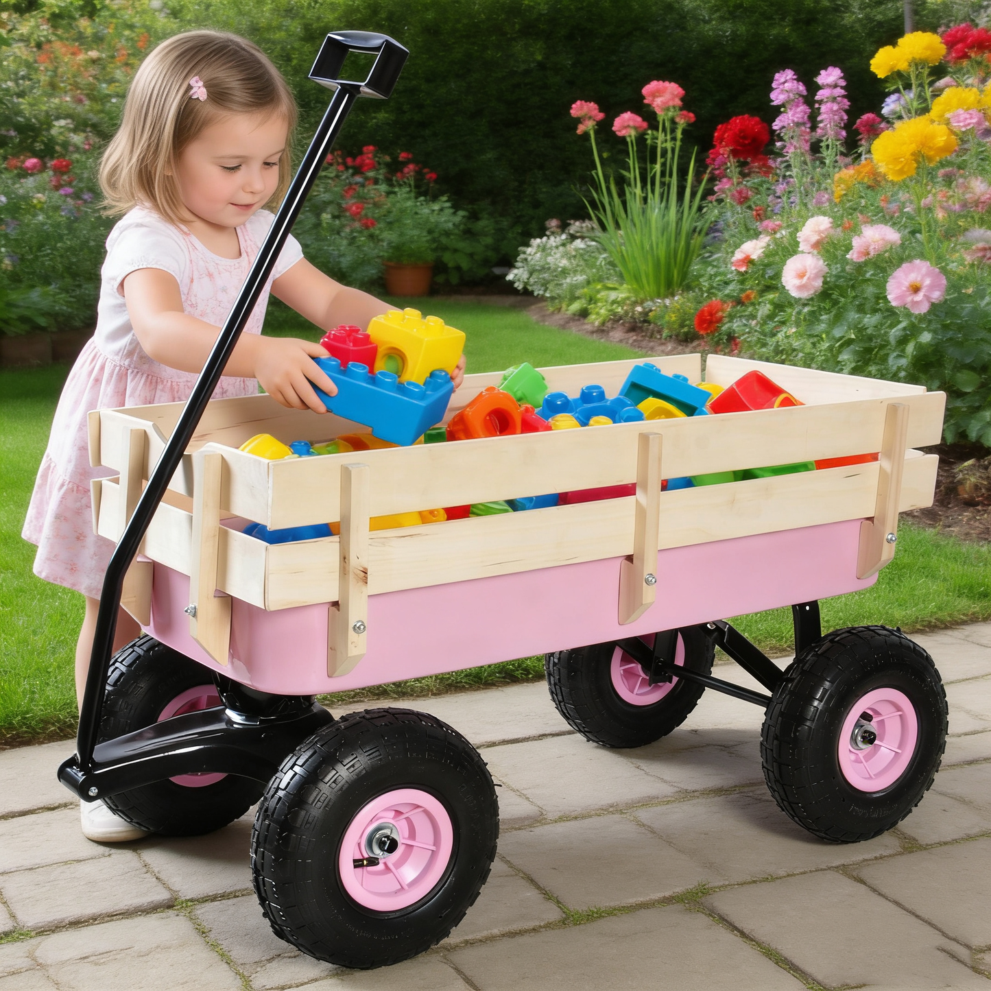 Garden Utility Wagon Pink Steel