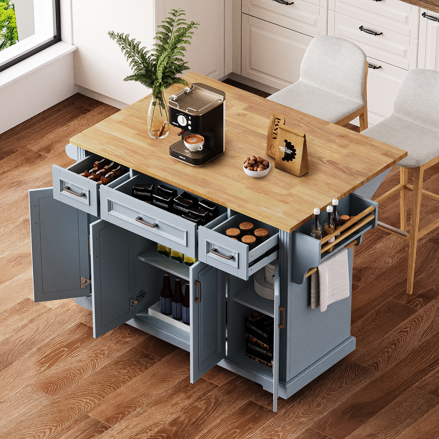 Large Drop Leaf Kitchen Island