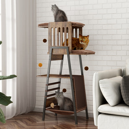 Cat Tree 58in Rustic-Brown