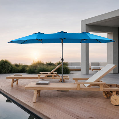 Double-Sided Patio Umbrella 14.8Ft Dark-Blue