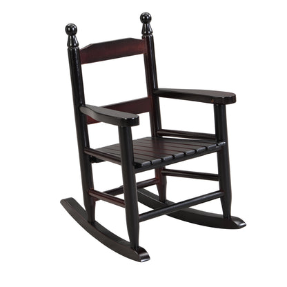 Oak Style Children's Rocking Chair for Indoor or Outdoor - Espresso Populus Wood - 14.17 x 18.90 x 22.44 inches