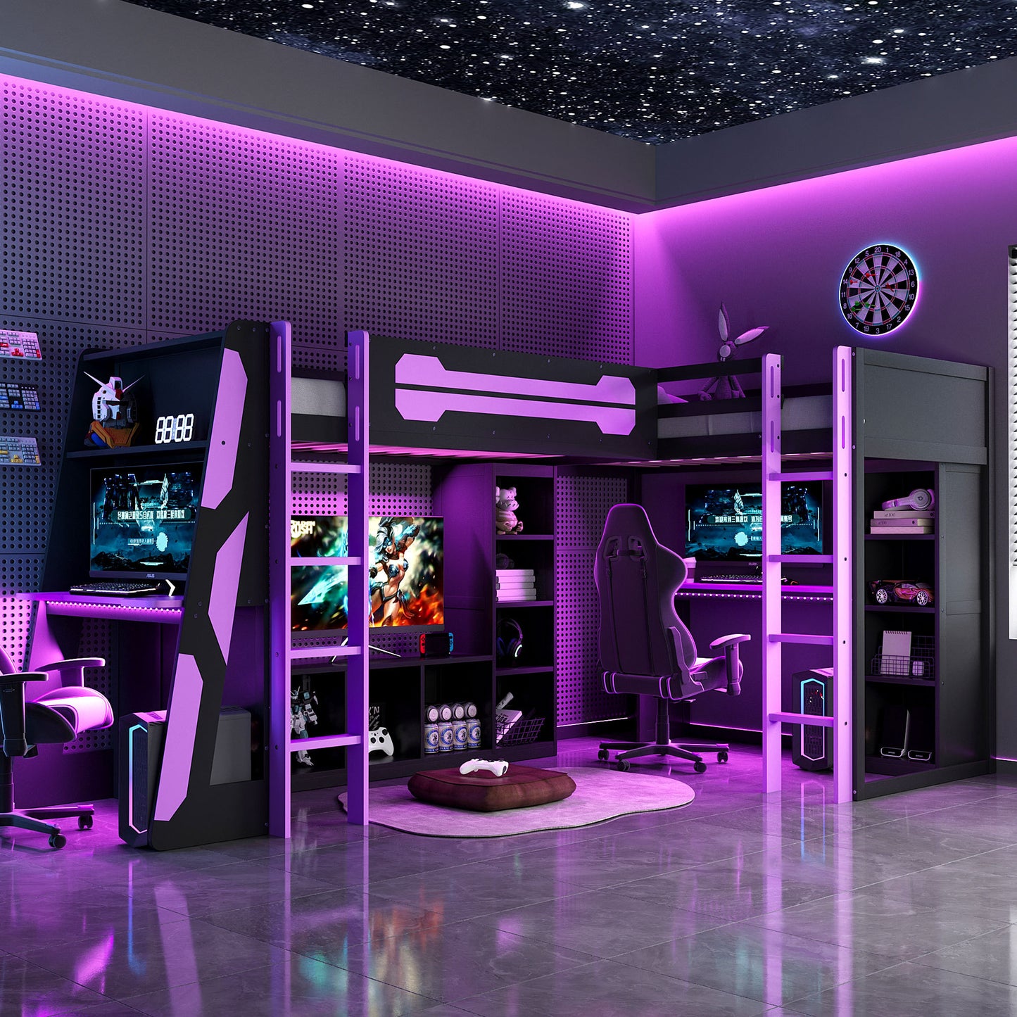 Gaming Bed with LED Lights