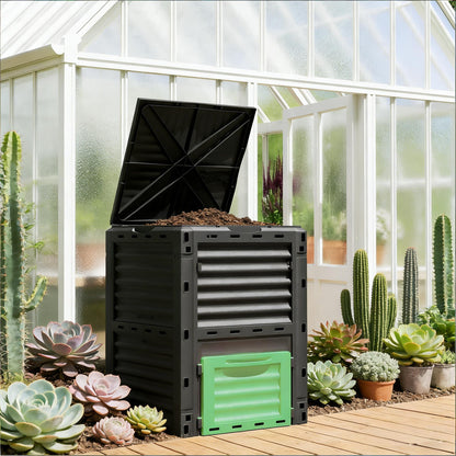 Garden Compost Bin Black/Green Polypropylene