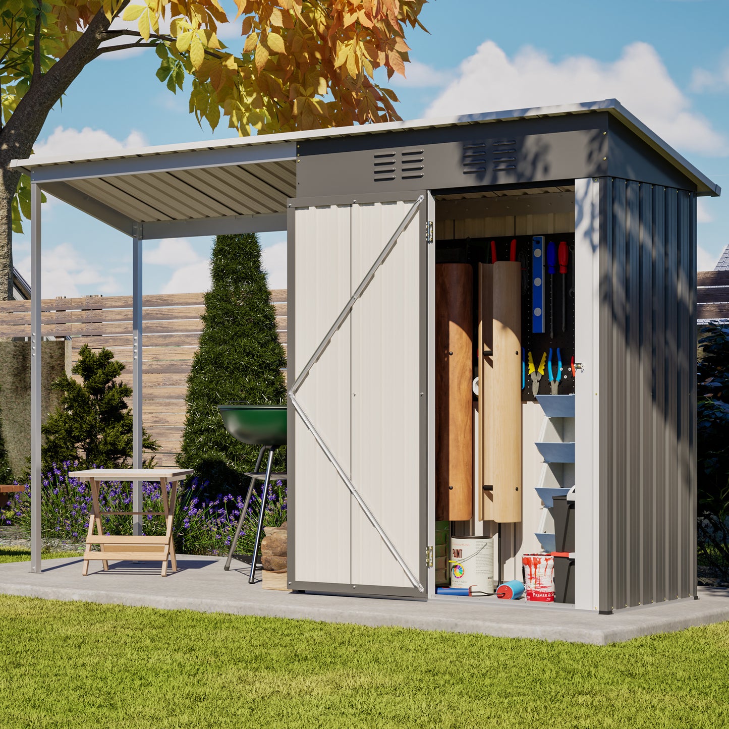 Outdoor Storage Shed 5x3FT 2-In-1