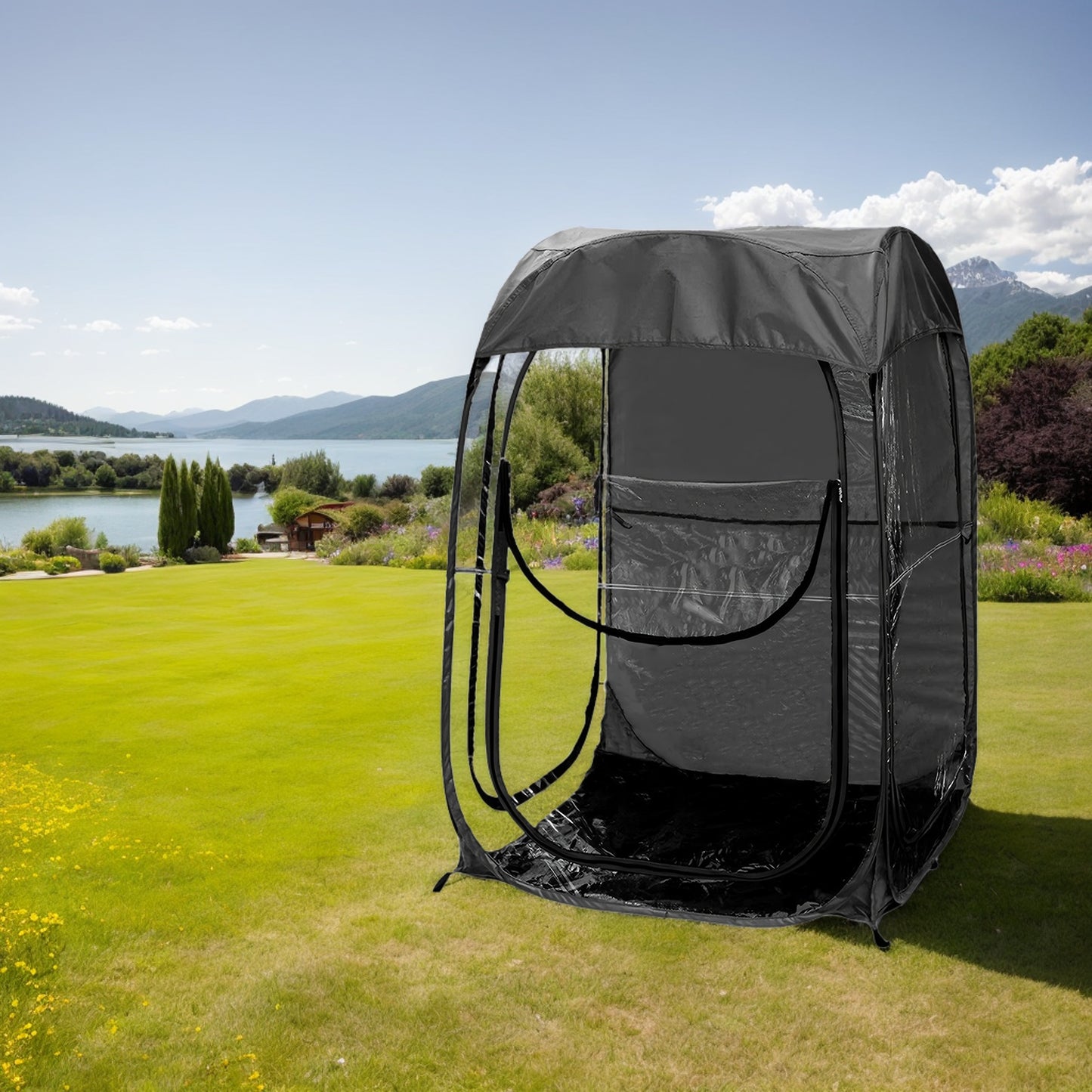 Pop-Up Sports Shelter Black Portable