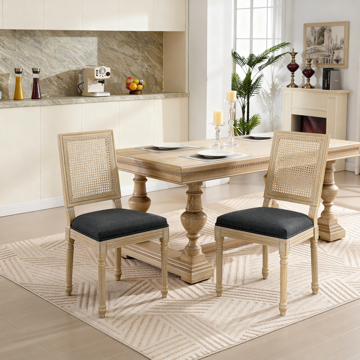 Rattan Back Dining Chairs
