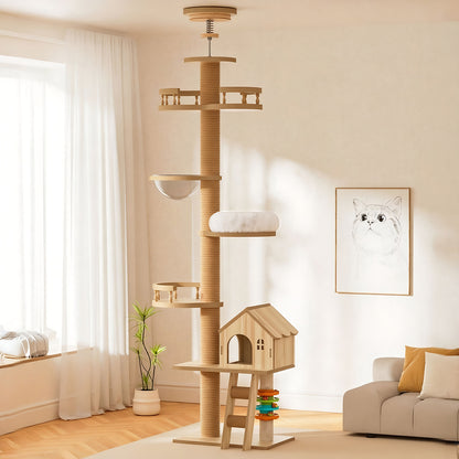 Floor-to-Ceiling Cat Tree 98-110in Adjustable