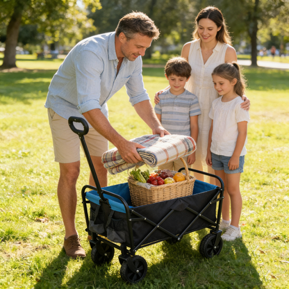Garden Utility Wagon Black/Blue Folding