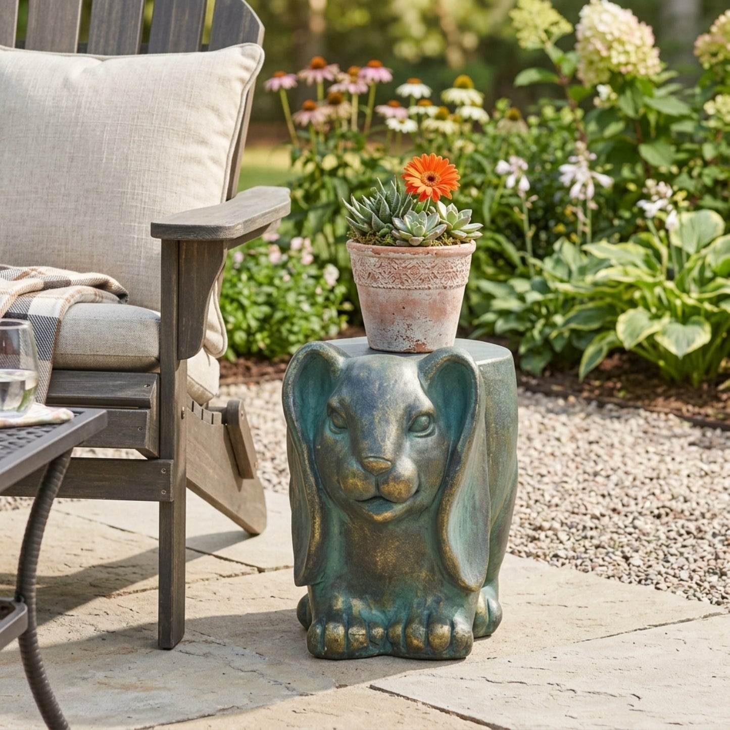 Garden Stool 13in No-Assembly Gold-Patina