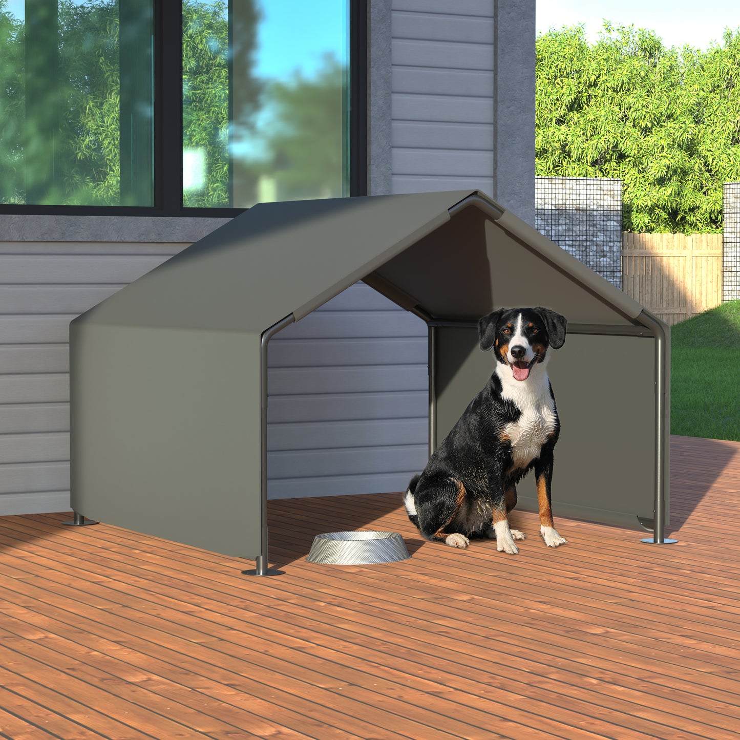 Outdoor Dog Shelter Gray Portable