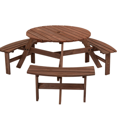 Outdoor Picnic Table 6-Person Brown