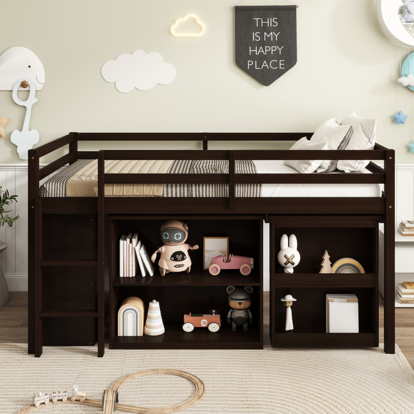 Loft Bed with Pull-Out Desk