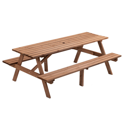 Outdoor Picnic Table 8-Person Brown
