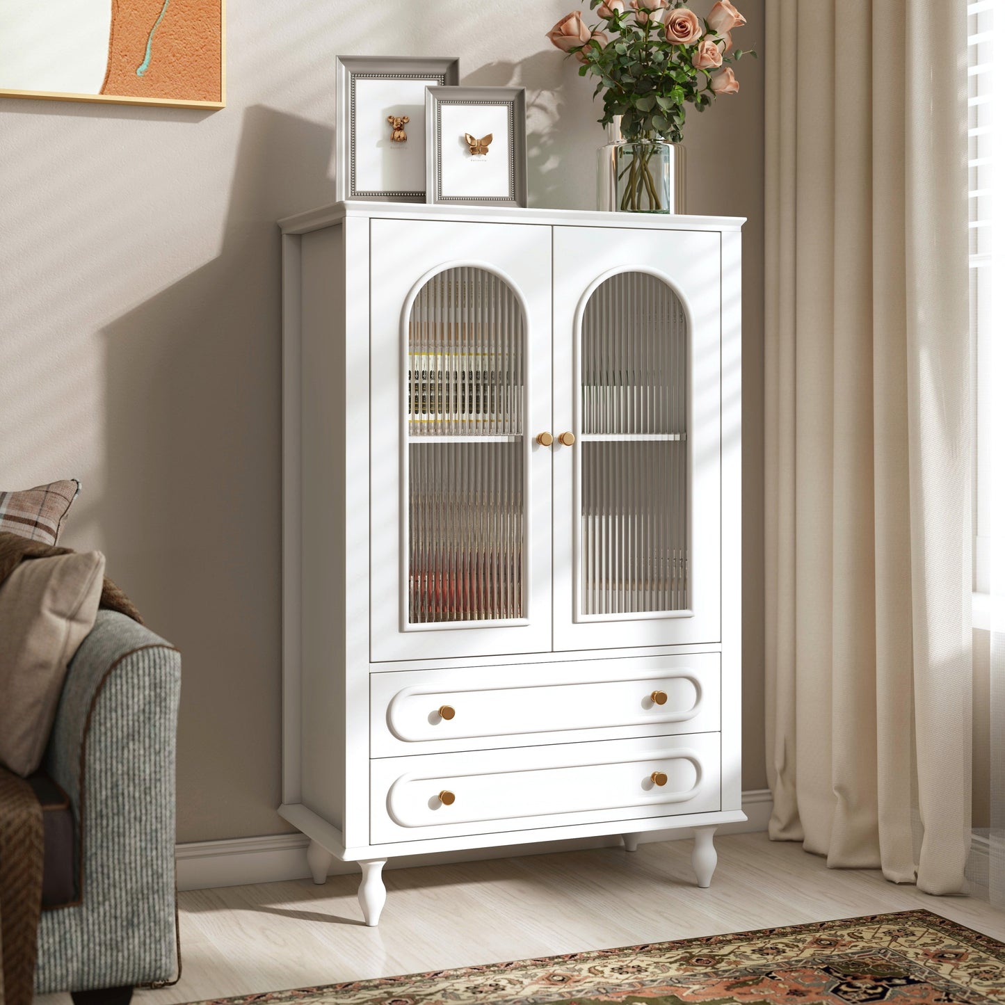 Ribbed Glass Display Cabinet