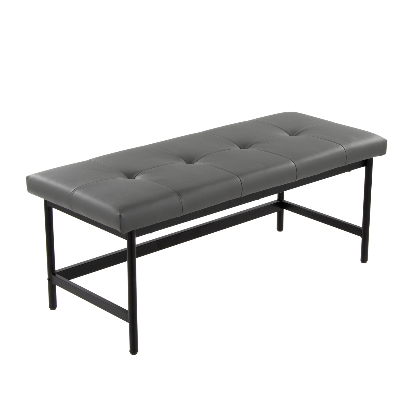 Faux Leather Metal Bench