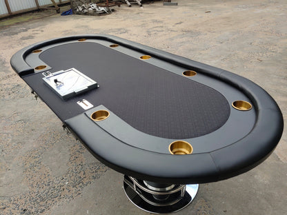 96' Poker Table for Casino Game Texas Holdem Oval Black with Waterproof Felt Chips Tray Drop Box