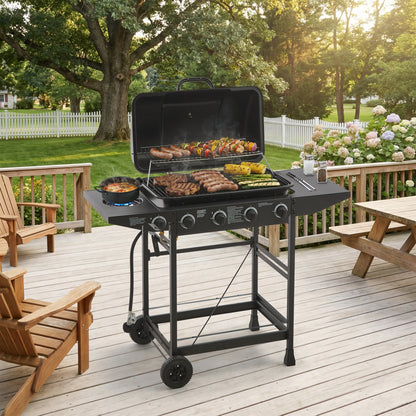 Propane Gas Grill 4-Burner Side-Burner