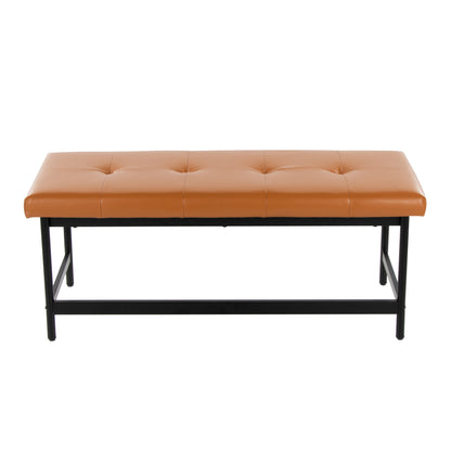 Faux Leather Metal Bench